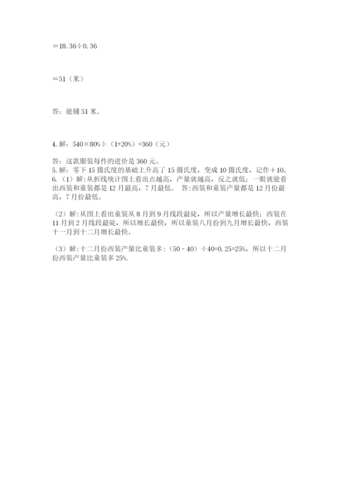 人教版数学六年级下册试题期末模拟检测卷带答案（培优b卷）.docx