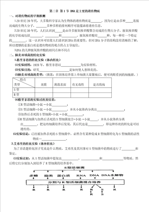 高一生物二3.1DNA是主要的遗传物质学案