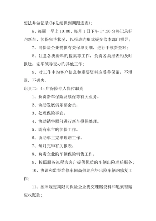 四S店保险专员岗位职责.docx