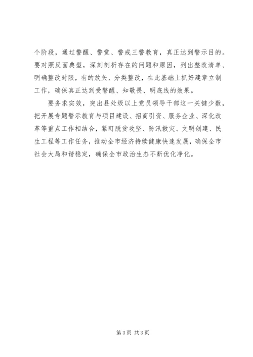 全市推进“讲重作”专题警示教育推进会致辞稿.docx