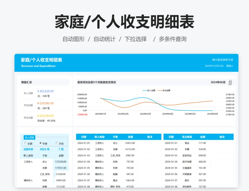 家庭/个人收支明细表