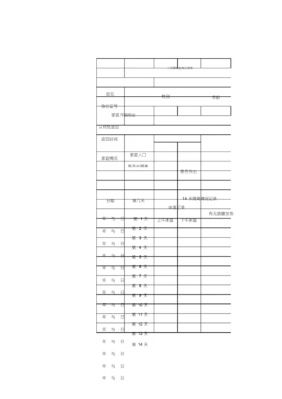 疫情期间14天隔离情况记录表EXCEL模板(完整版).docx