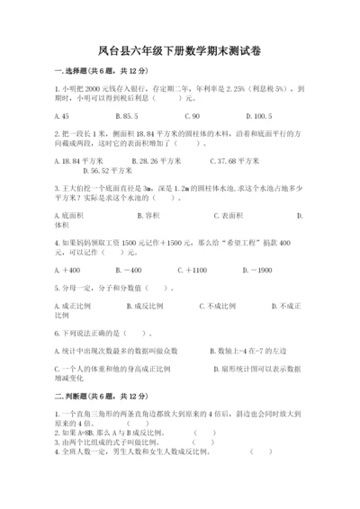 凤台县六年级下册数学期末测试卷必考题.docx