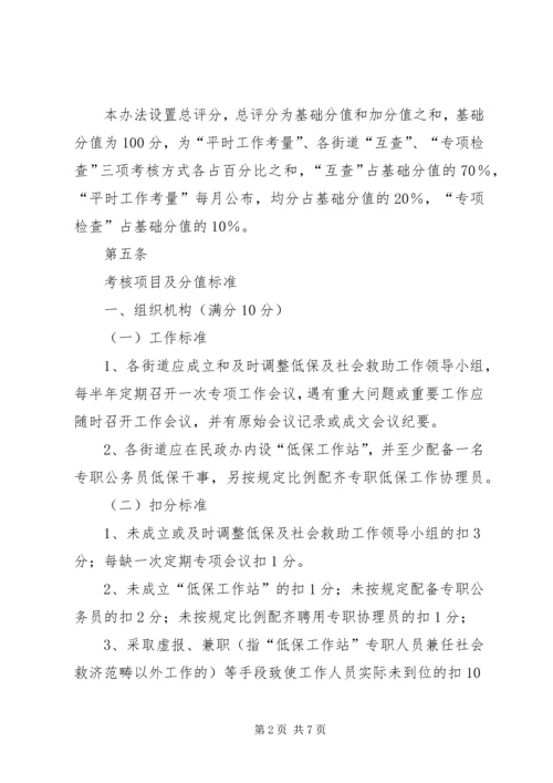 低保及社会救助工作考核实施办法修改.docx