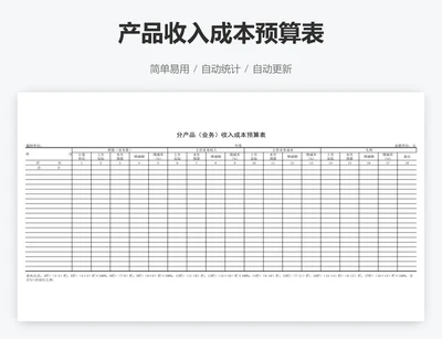 产品收入成本预算表