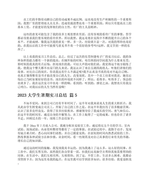 2023大学生暑期实习总结