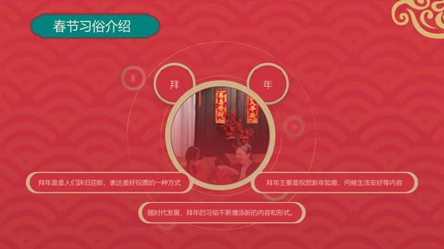 新春快乐红金复古风春节节日介绍PPT模板