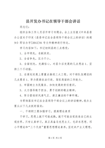 县开发办书记在领导干部会讲话.docx