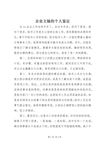 企业文秘的个人鉴定.docx