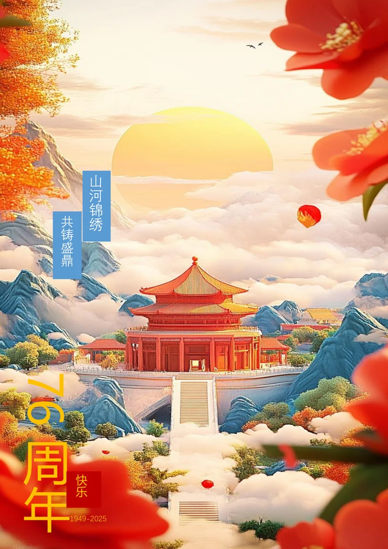 山河锦绣76周年国庆海报