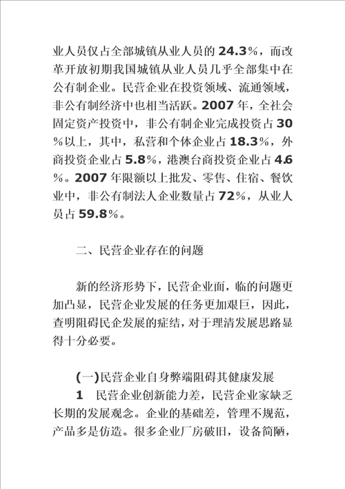 精选民营企业发展中存在的问题与对策研究