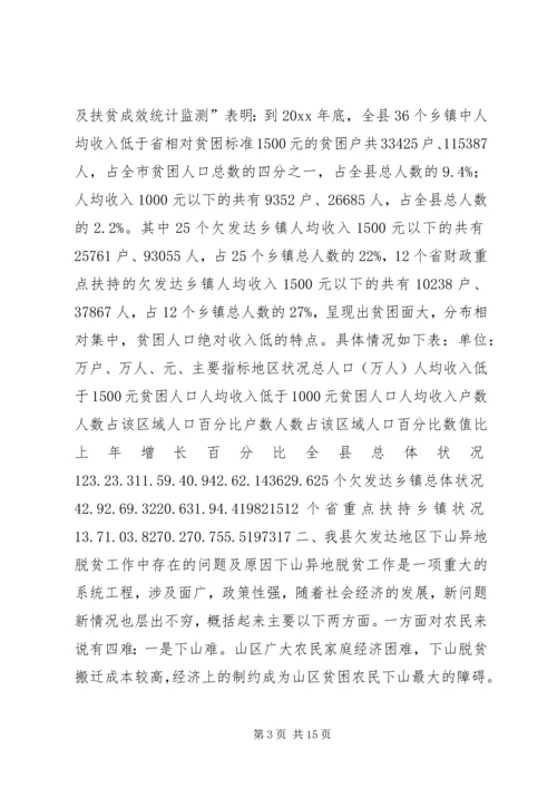 关于@@县欠发达地区下山异地脱贫工作的调研.docx