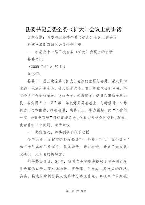 县委书记县委全委（扩大）会议上的讲话.docx