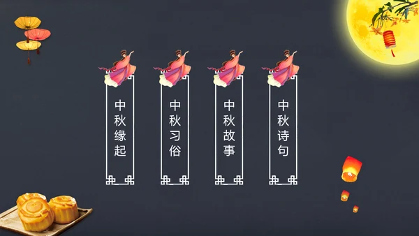 完整内容传统节日中秋节班会主题PPT模板