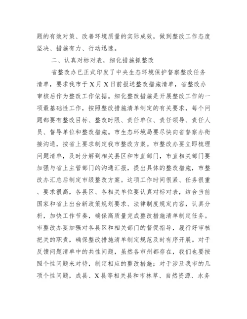 在市中央生态环境保护督察反馈问题整改工作动员部署会议上讲话（精选文档）.docx