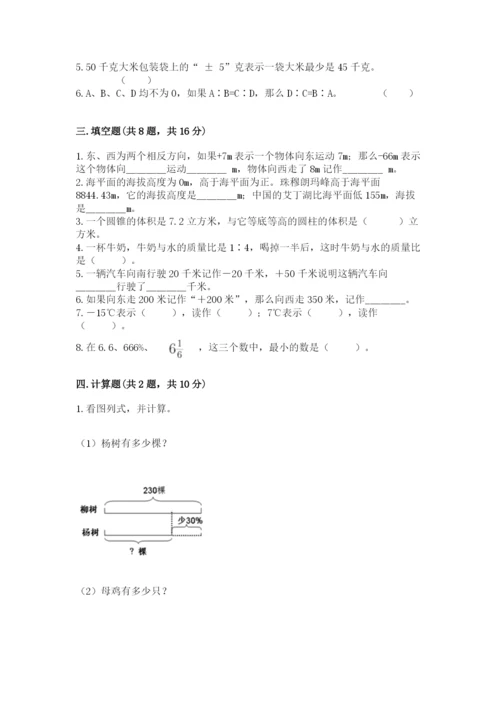 重庆市合川市六年级下册数学期末测试卷精品.docx