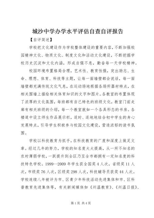 城沙中学办学水平评估自查自评报告.docx