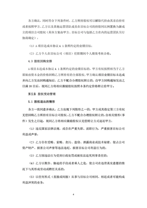高管员工股权激励协议