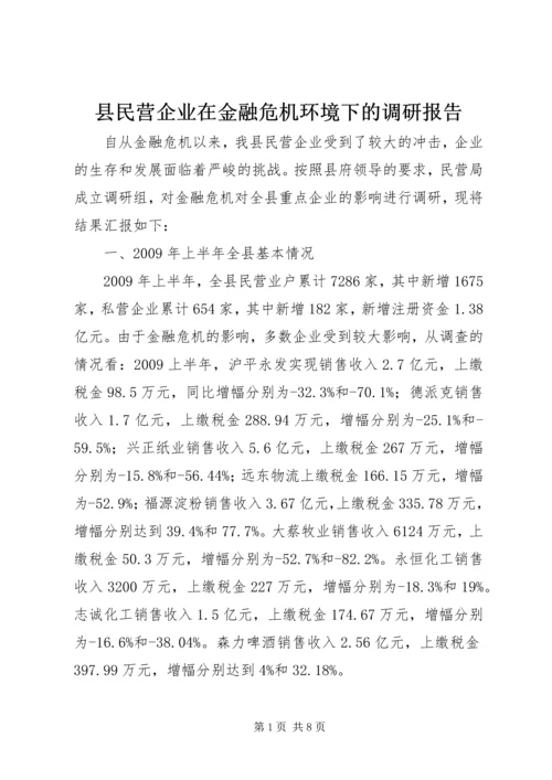 县民营企业在金融危机环境下的调研报告.docx