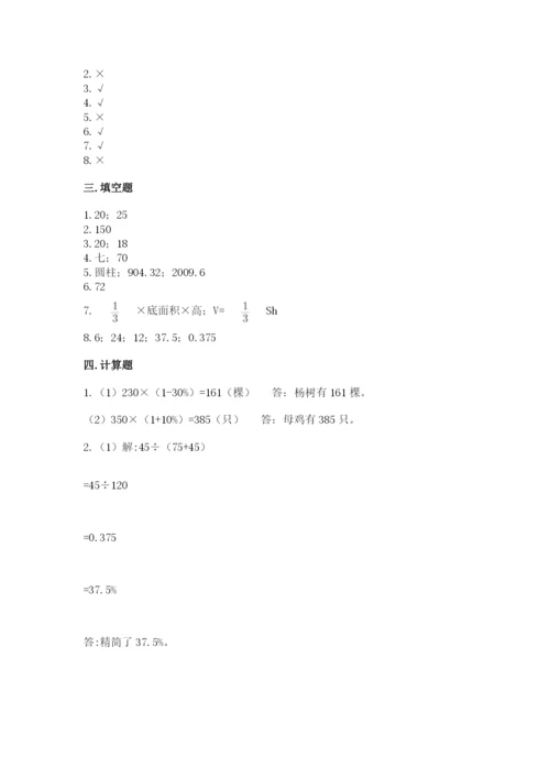 苏教版六年级下册数学期中测试卷精品（全优）.docx