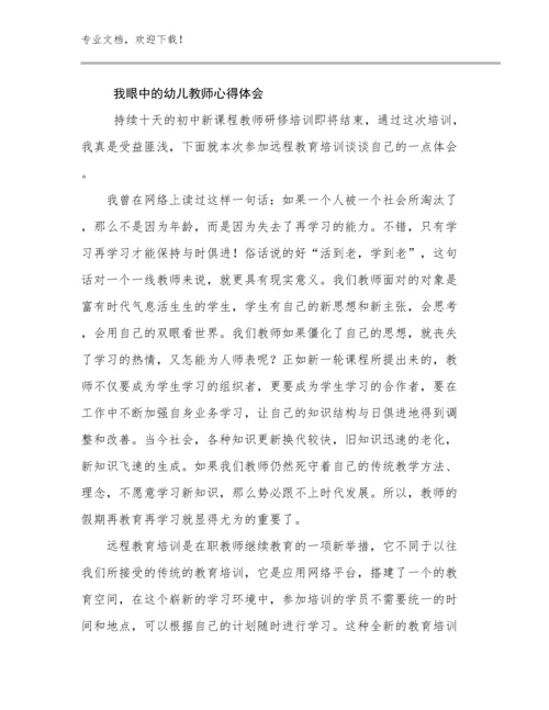 2024年我眼中的幼儿教师心得体会优选例文5篇.docx