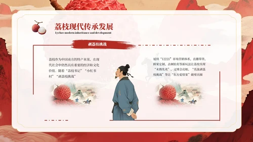 红色系长安的荔枝教学课件读书分享通用PPT模板