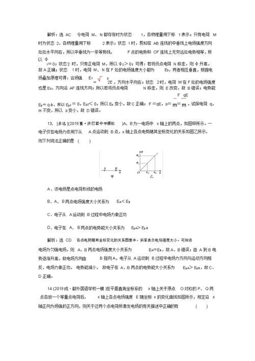 2020年高考物理选择题常考点押题练专题05静电场(解析版)