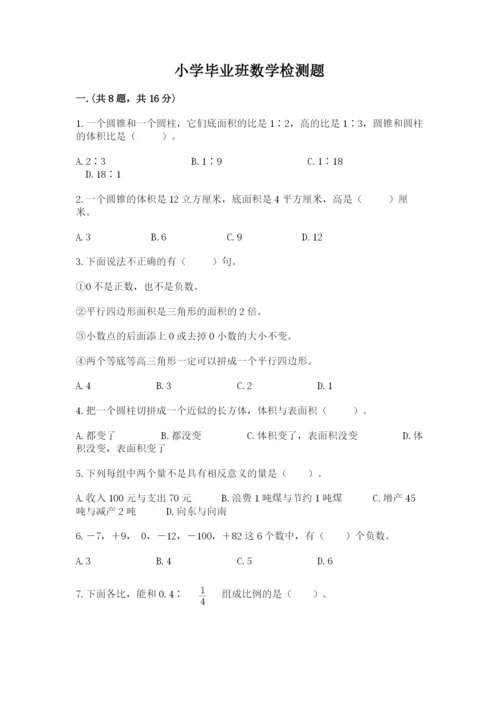 小学毕业班数学检测题及完整答案（夺冠）.docx