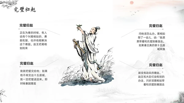 浅色古风负荆请罪PPT模板宣传PPT动态PPT成语故事