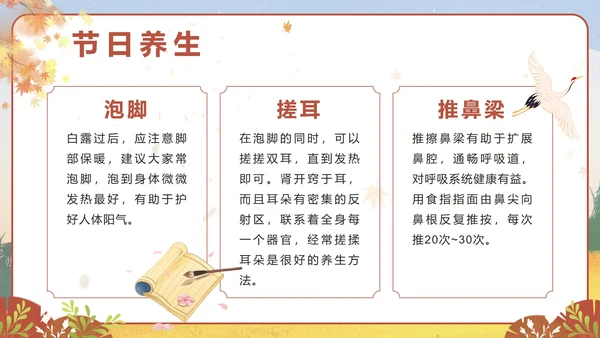 棕色卡通秋天二十四节气之白露带内容PPT模板