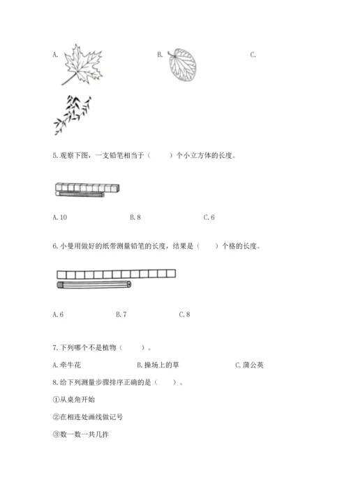 教科版一年级上册科学期末测试卷及答案（全优）.docx