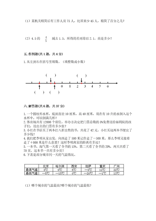 小学数学毕业测试卷含答案综合题