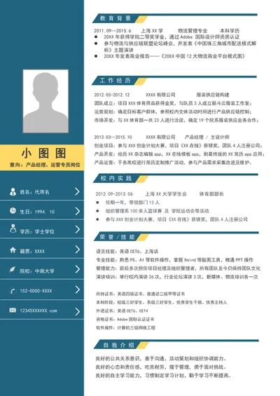 word大气产品经理简历模板A4个人简历介绍
