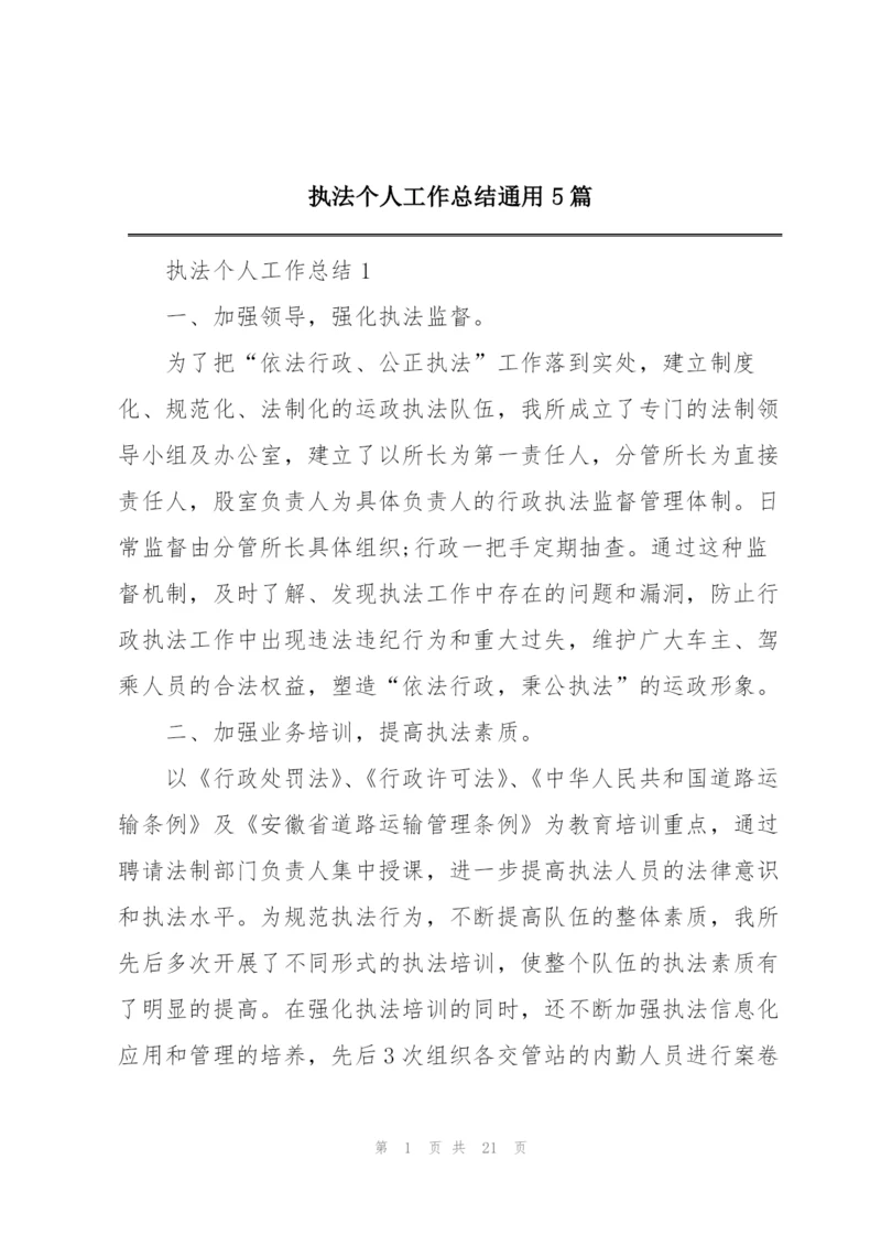 执法个人工作总结通用5篇.docx