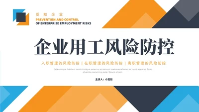 蓝橙黑三色简约风企业用工防范风险PPT