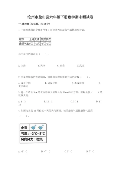 沧州市盐山县六年级下册数学期末测试卷及答案一套.docx