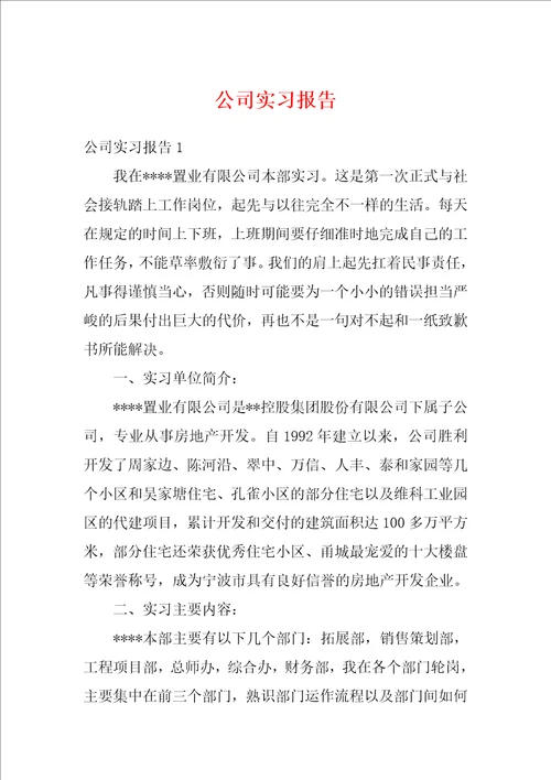 公司实习报告