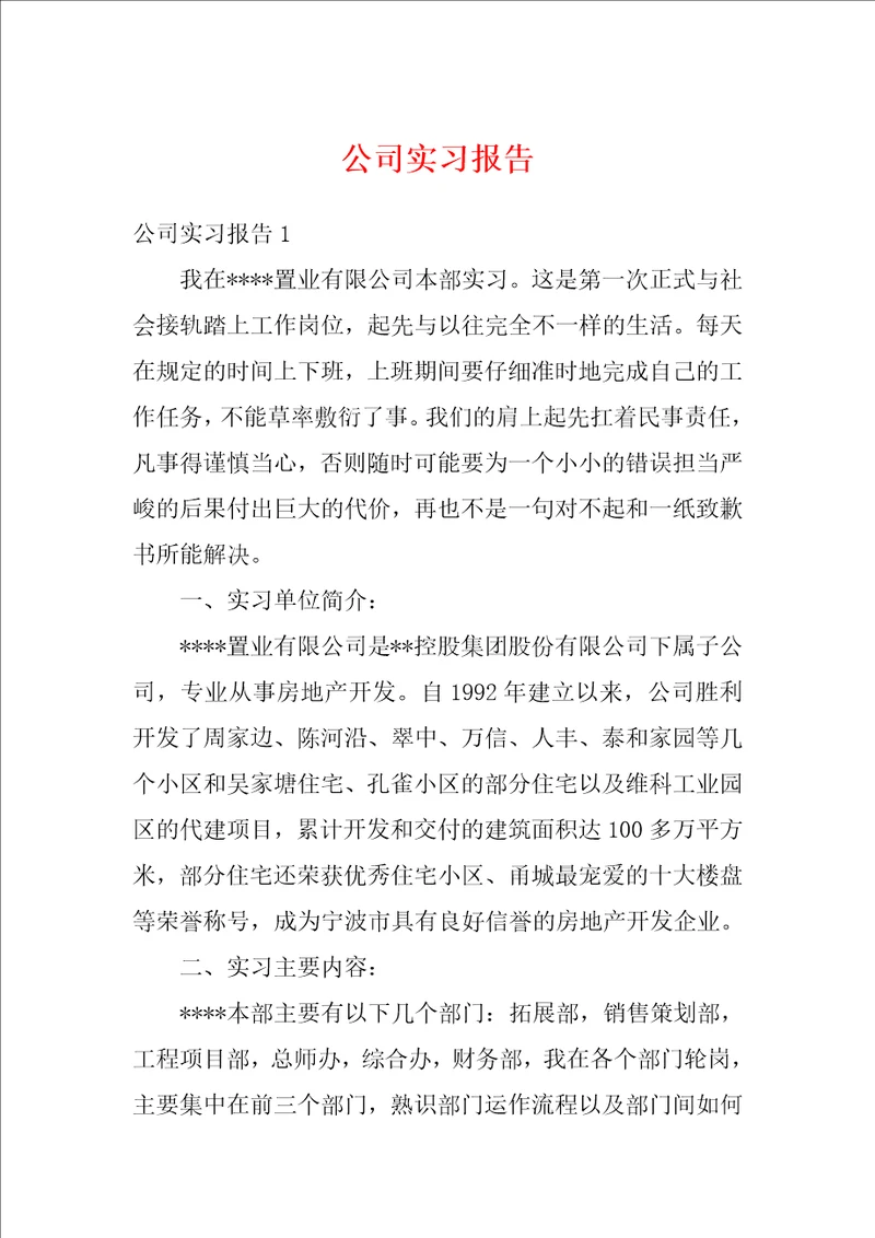公司实习报告
