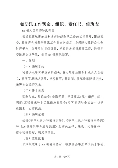 镇防汛工作预案、组织、责任书、值班表 (3).docx