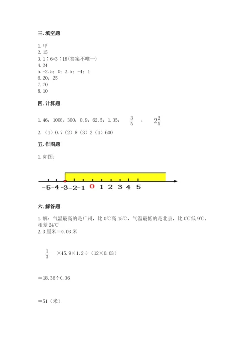 北京版小学六年级下册数学期末综合素养测试卷附答案（夺分金卷）.docx