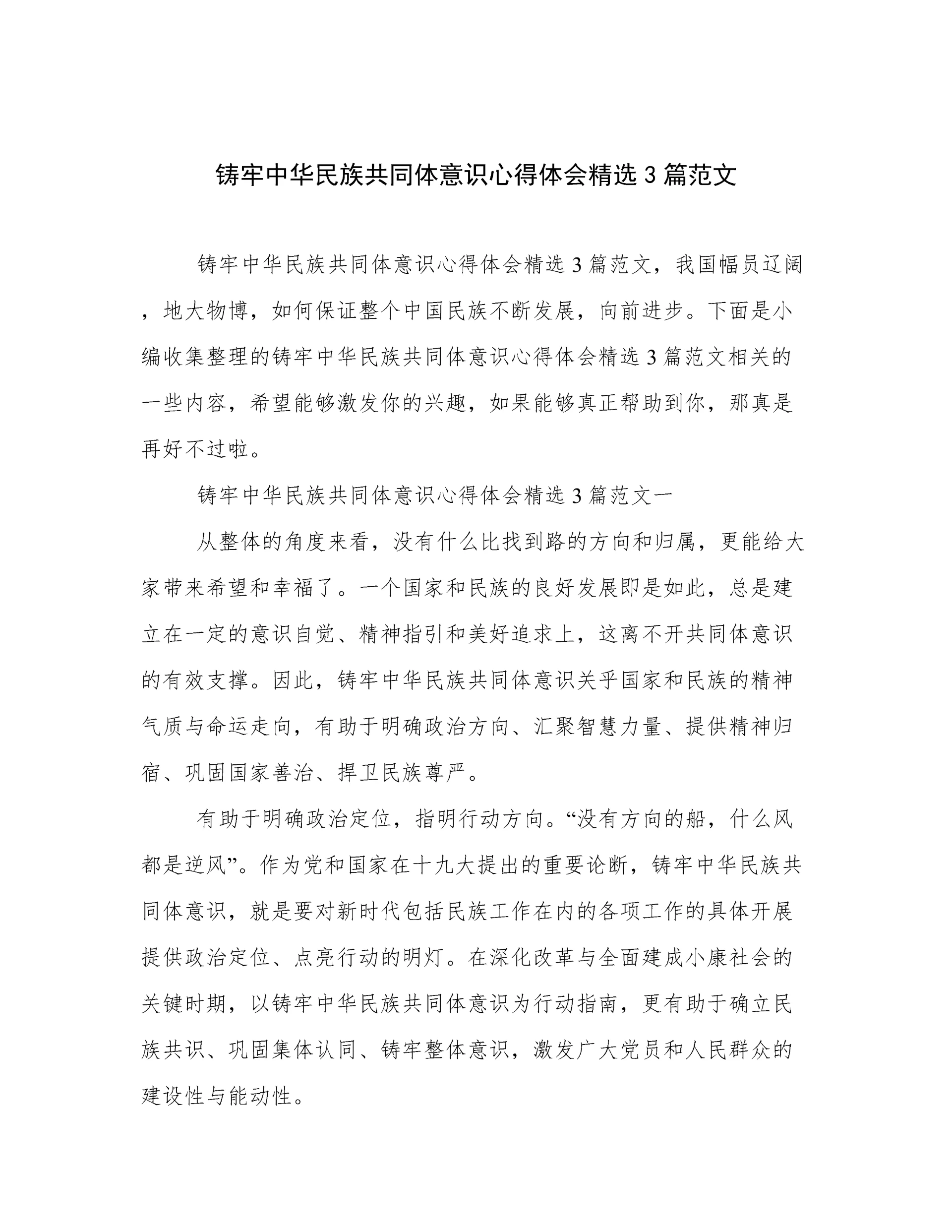铸牢中华民族共同体意识心得体会精选3篇范文.docx