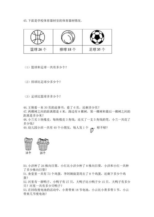 二年级上册数学应用题100道附下载答案.docx