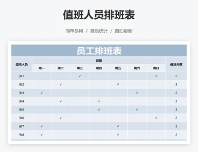 值班人员排班表