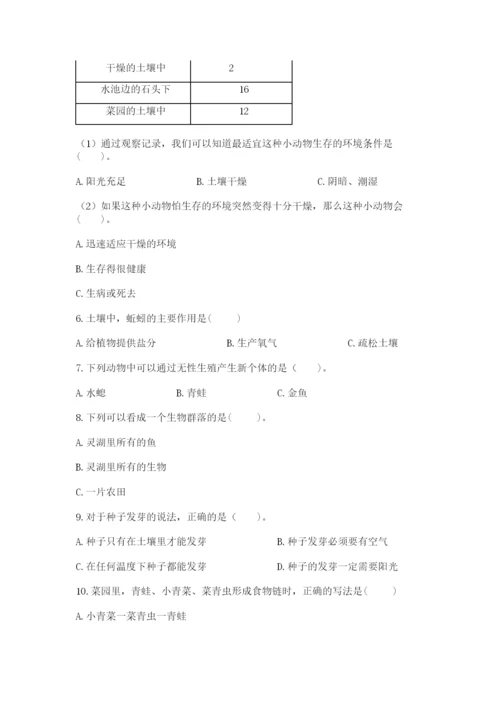 教科版科学五年级下册第一单元《生物与环境》测试卷及答案（夺冠）.docx