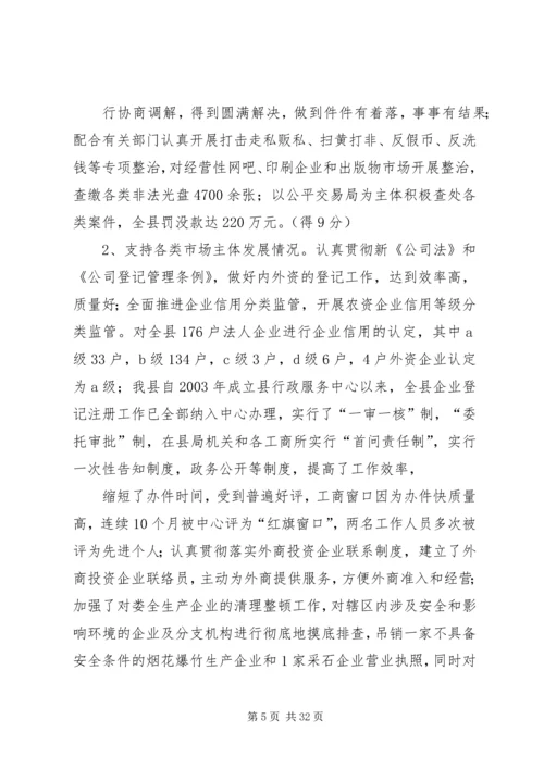 县工商局XX年度工作目标任务考评自查综合情况报告_1.docx