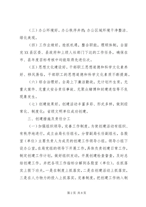 人社局创建省级精神文明单位实施方案.docx