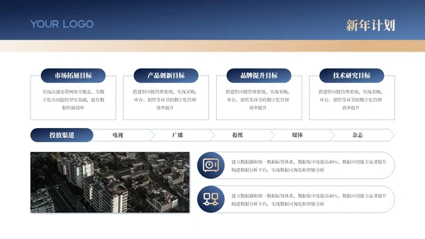 蓝金色商务风工作汇报新年计划PPT