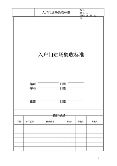 入户门进场验收标准