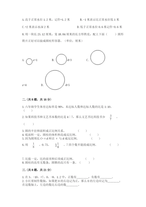 人教版数学六年级下册试题期末模拟检测卷附答案【考试直接用】.docx