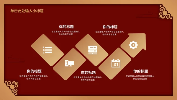 深红色年终工作汇报会PPT模板